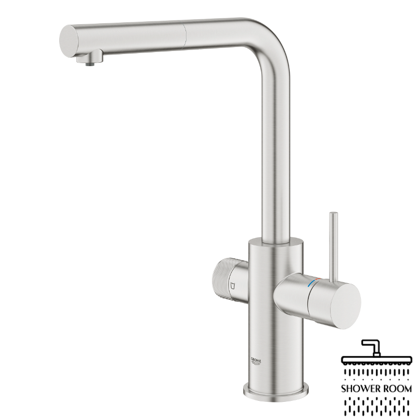 Змішувач для кухні Grohe Blue Pure Minta для фільтра з висувним виливом (30601DC0), суперсталь