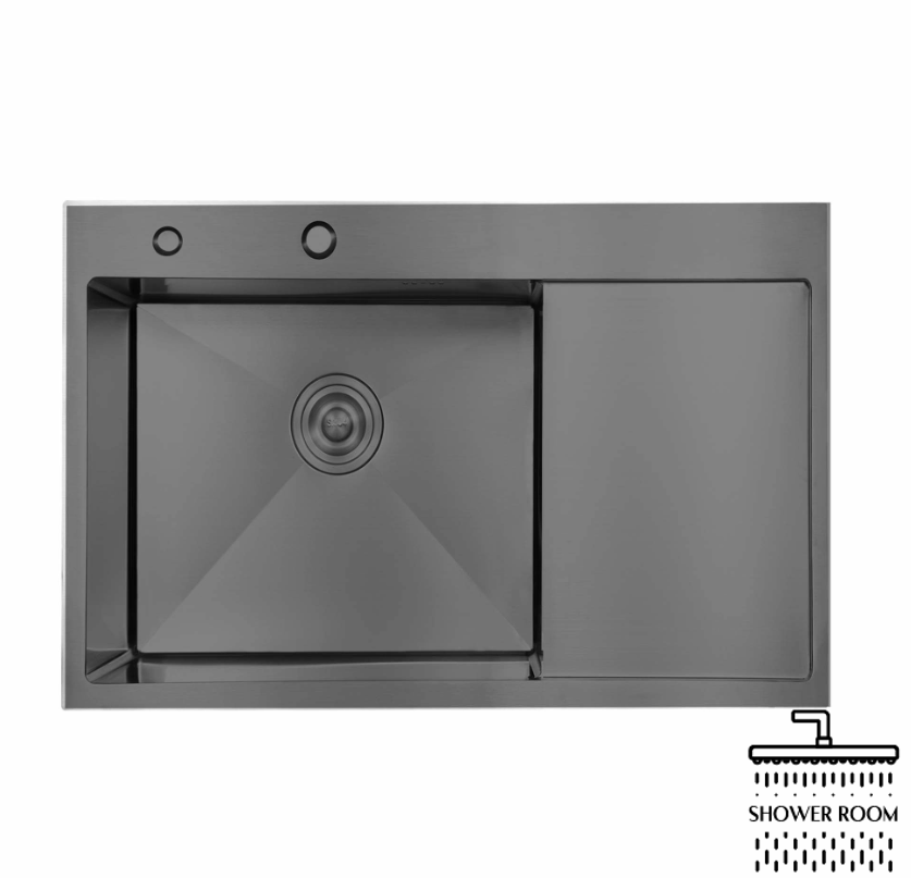 Мийка для кухні Lidz інтегрована Handmade H6350BR крило праворуч (LDH6350BRPVD45590) Brushed Black PVD 3,0/1,0 мм