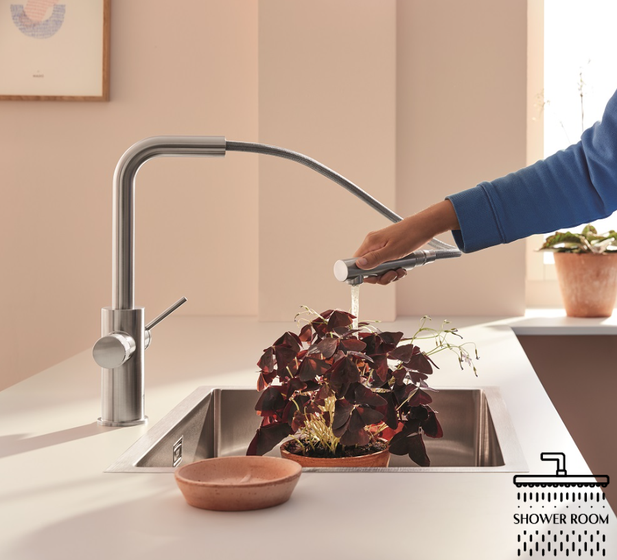 Смеситель для кухни Grohe Blue Pure Minta для фильтра с выдвижным изливом (30601DC0), суперсталь.