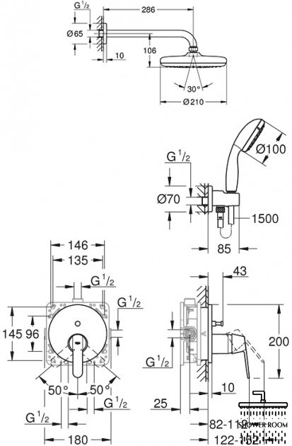 Душевая система скрытого монтажа Grohe QuickFix Get Vitalio Start 210 25220001