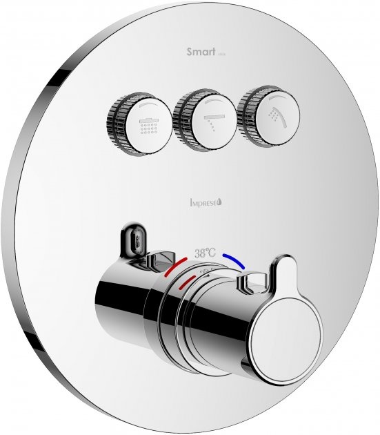 Термостат для ванни, прихованого монтажу, 3 споживача, IMPRESE SMART CLICK ZMK101901233, хром