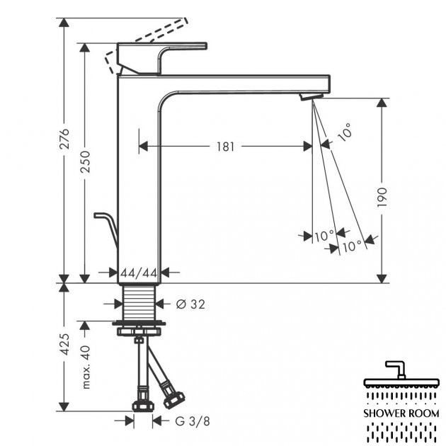 Змішувач для умивальника високий, HANSGROHE VERNIS 190 SHAPE 71562670, чорний матовий