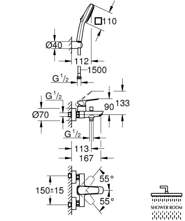 Смеситель для ванны Grohe Cubeo (1018140000)