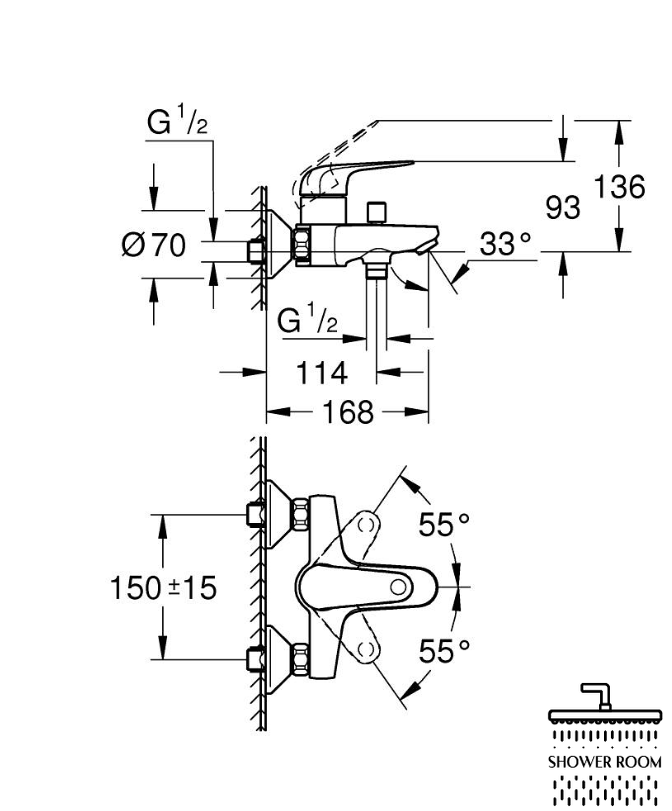 Смеситель однорычажный для ванны Grohe Euroeco (32743001)