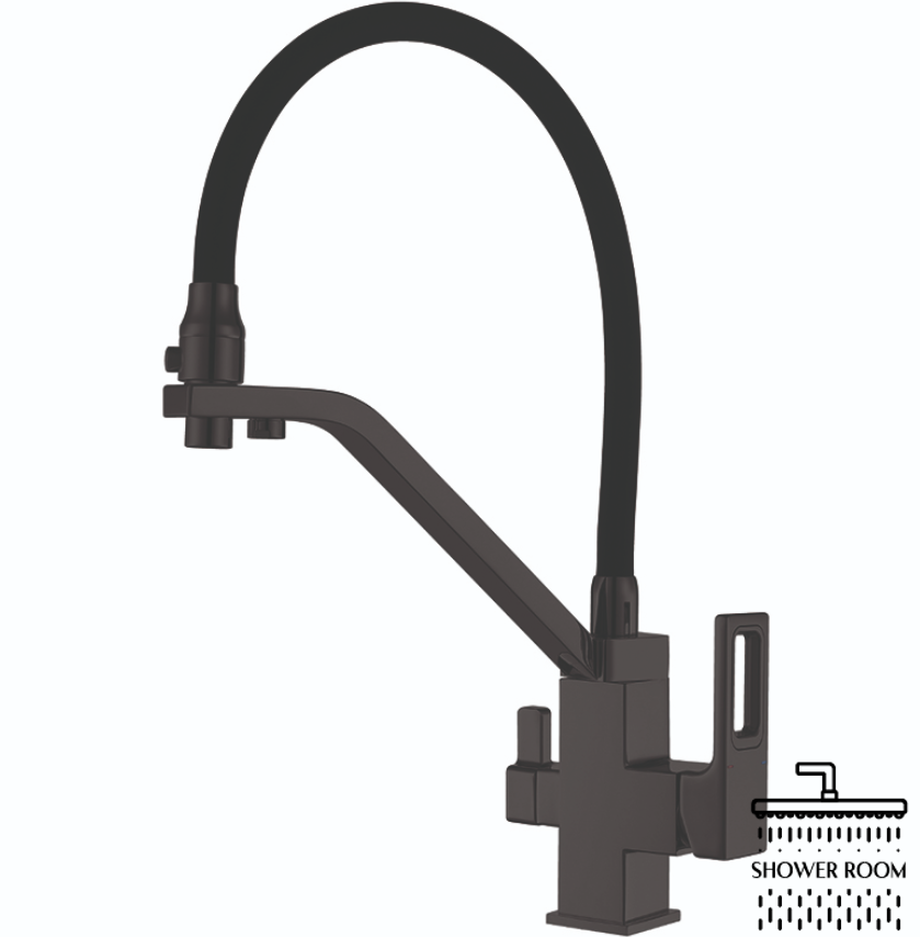 Змішувач для кухні KOER KB-72009-05 із краном для фільтрованої води KR5007 латунь, чорний