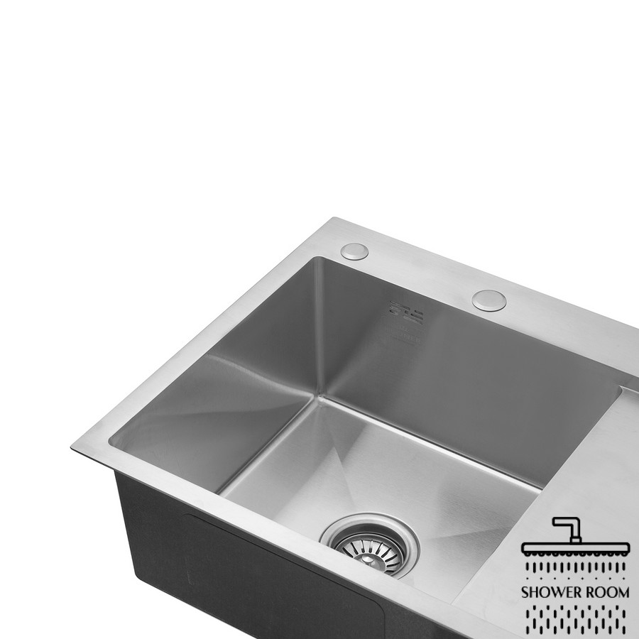 Кухонна мийка з нержавіючої сталі Kroner Gebürstet-7849LHM + Змішувач Grohe StartEdge 30529001