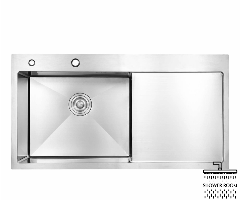 Мийка для кухні Lidz інтегрована Handmade H7849R крило праворуч (LDH7849BRUR45591) Brushed Steel 3,0/1,0 мм