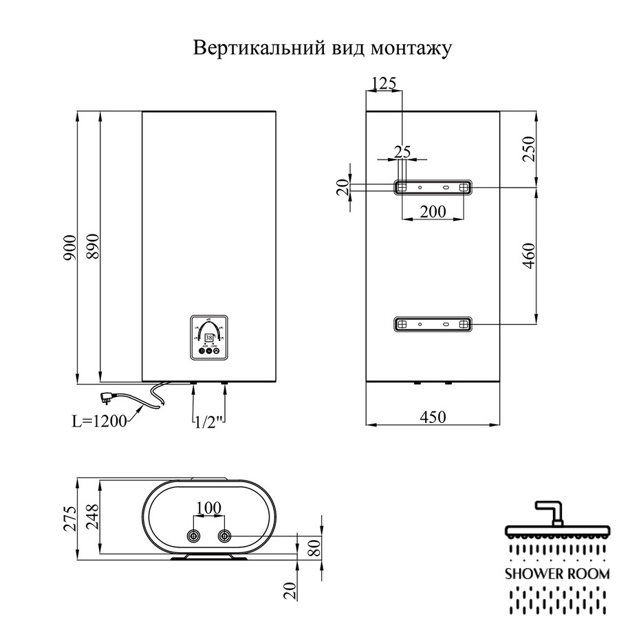 Водонагрівач Kroner Flacher K50F2-D з сухим ТЕНом