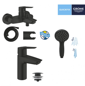 Набор смесителей 3 в 1 для ванной комнаты Grohe QuickFix Start Black UA303301SQ