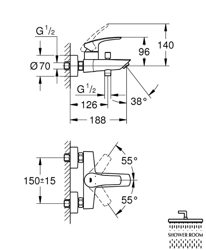 Душова система Grohe Tempesta System 250 Cube із Eurosmart New 26633303