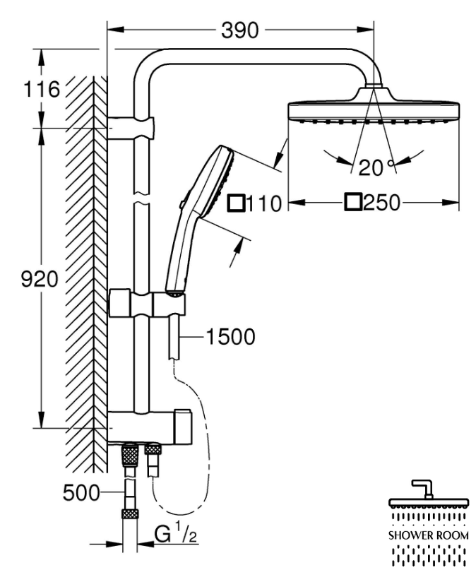 Душова система Grohe Tempesta System 250 Cube із Eurosmart New 26633303