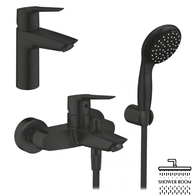 Набір змішувачів 3 в 1 для ванної кімнати Grohe QuickFix Start Black UA303301SQ