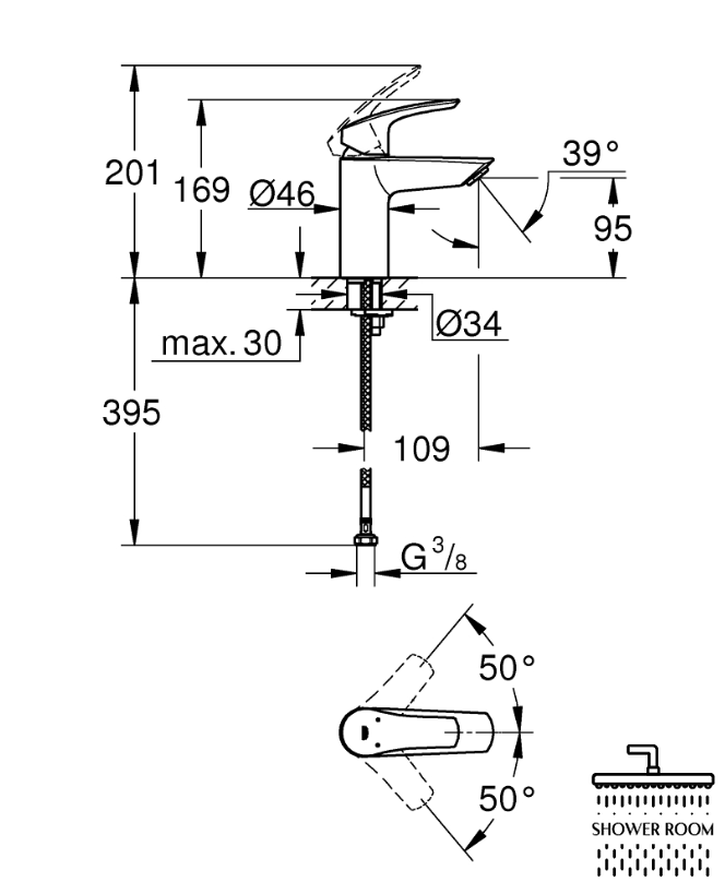 Смеситель для раковины однорычажный Grohe Eurosmart New S-Size (32467003)