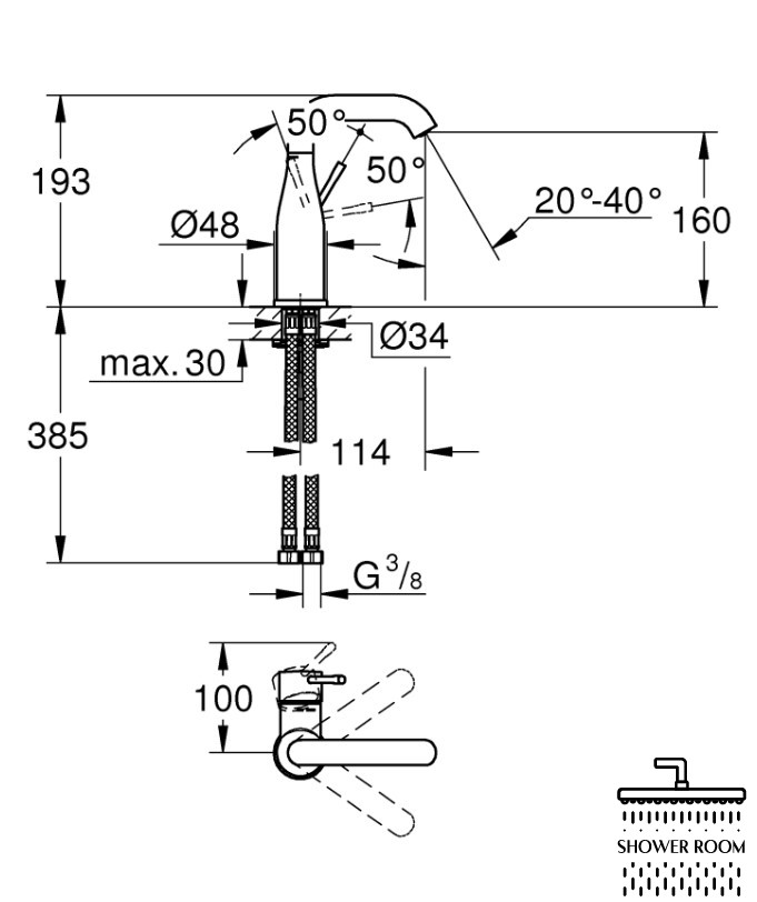 Смеситель для умывальника Grohe Essence New M-Size, черный (24176KF1)