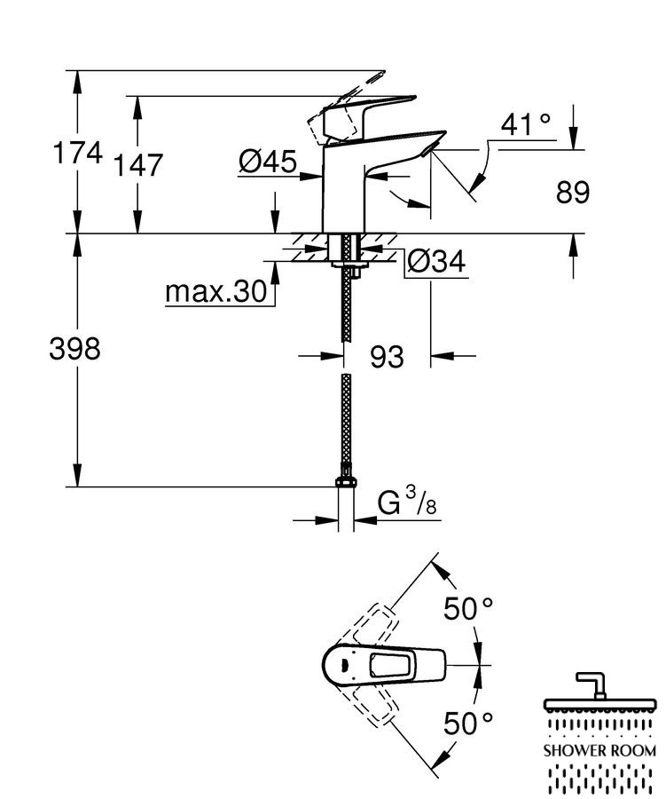 Смеситель для умывальника Grohe BauLoop , без донного клапана, хром (23337001)