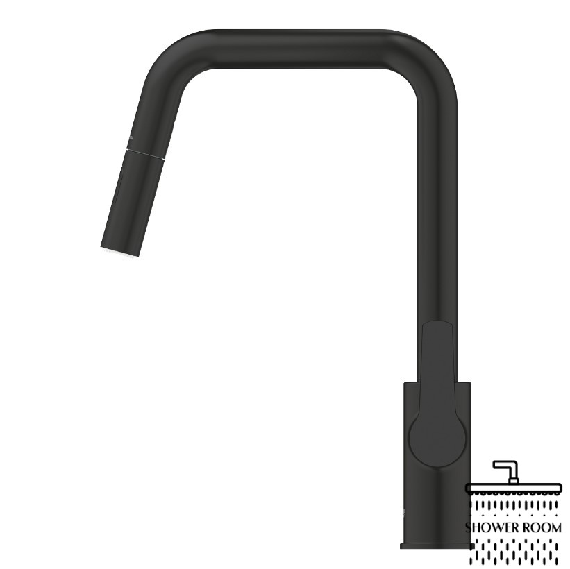 Одноважільний змішувач для кухонної мийки Grohe QuickFix Start (306312430) з висувною лійкою, чорний