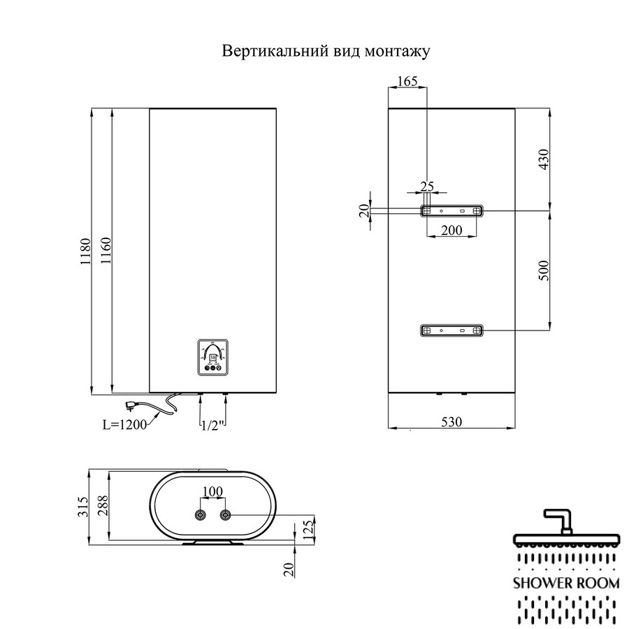 Водонагрівач Kroner Flacher K100F2-D з сухим ТЕНом