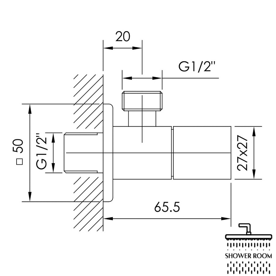 Кутовий вентиль чверть обертів G1/2-G1/2 , Imprese GRAFIKY ZMK041807001 графіт