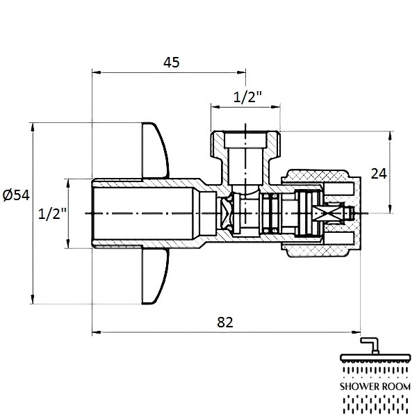 Кутовий вентиль G1/2-G1/2, Imprese AV01