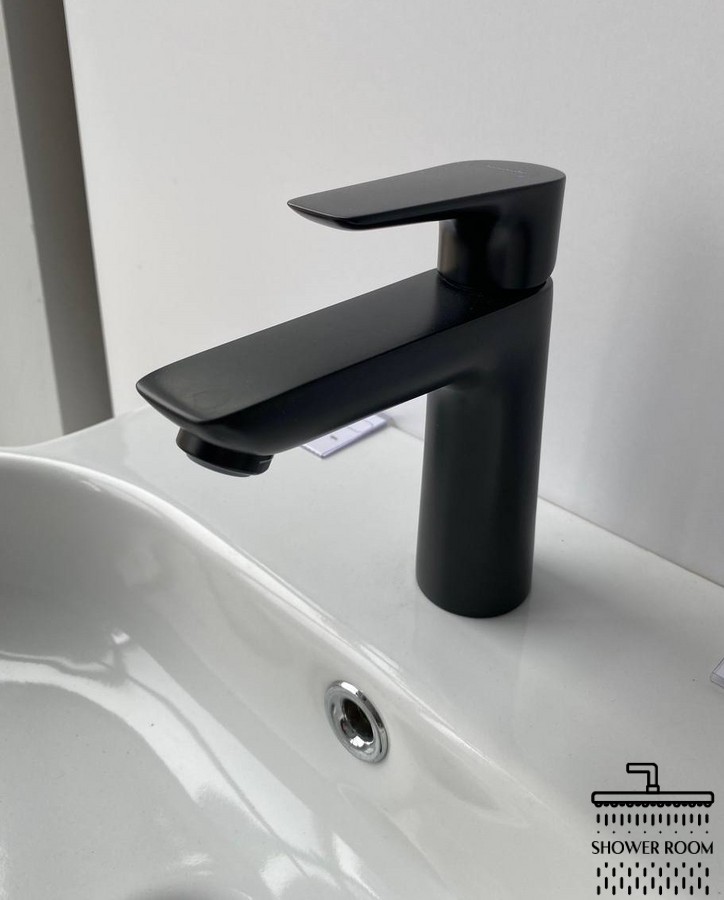 Змішувач для раковини одноважільний 110, HANSGROHE Talis E 71710670, з донним клапаном, чорний матовий