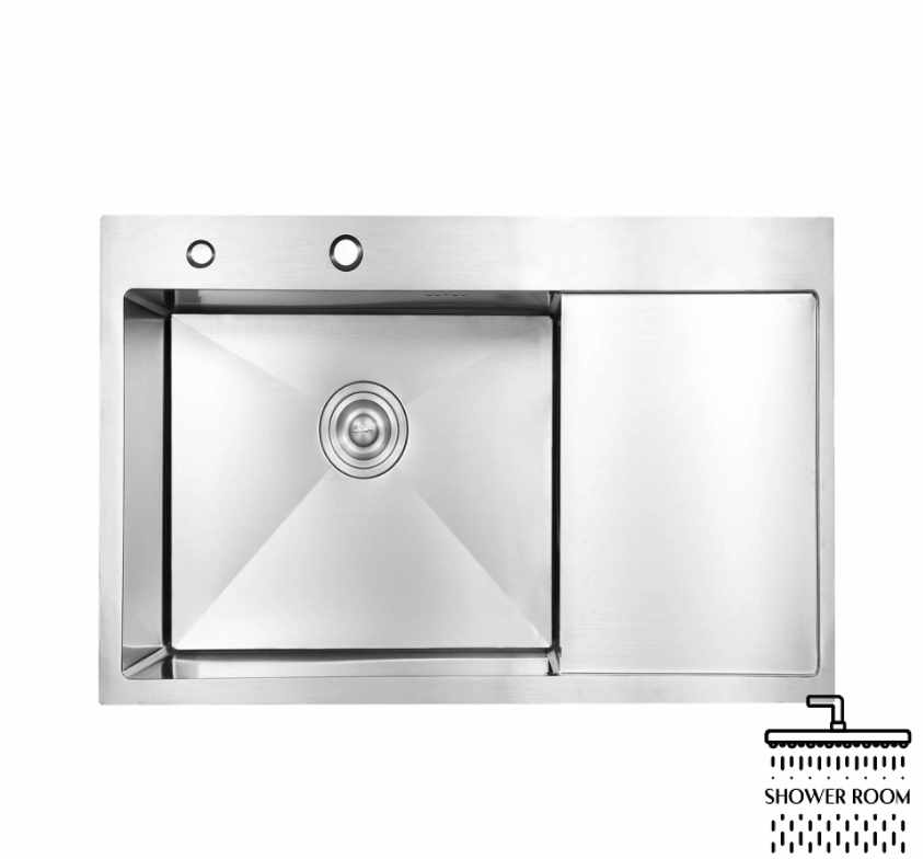 Мийка для кухні Lidz інтегрована Handmade H6350R крило праворуч (LDH6350BRUR45587) Brushed Steel 3,0/1,0 мм