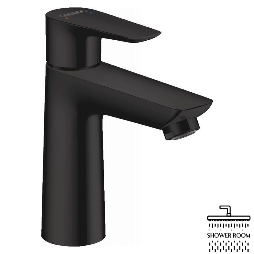 Змішувач для раковини одноважільний 110, HANSGROHE Talis E 71710670, з донним клапаном, чорний матовий