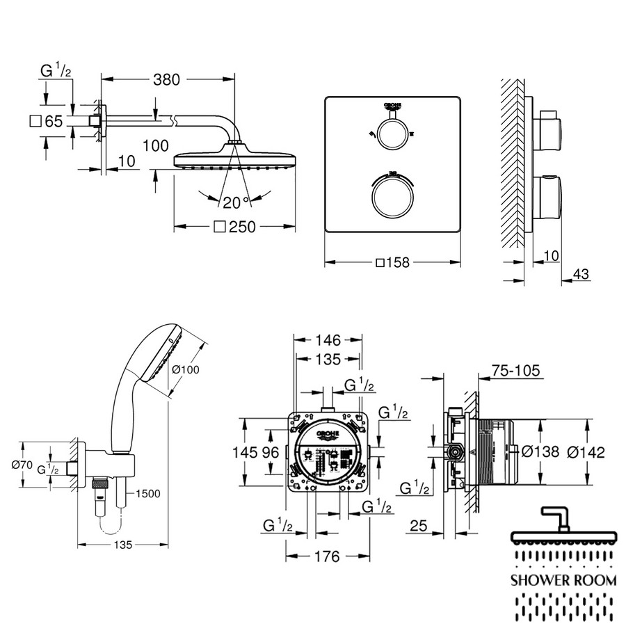 Душевая система Grohe Grohtherm Cube UA26415SC0