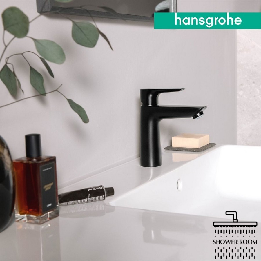 Змішувач для раковини одноважільний 110, HANSGROHE Talis E 71710670, з донним клапаном, чорний матовий