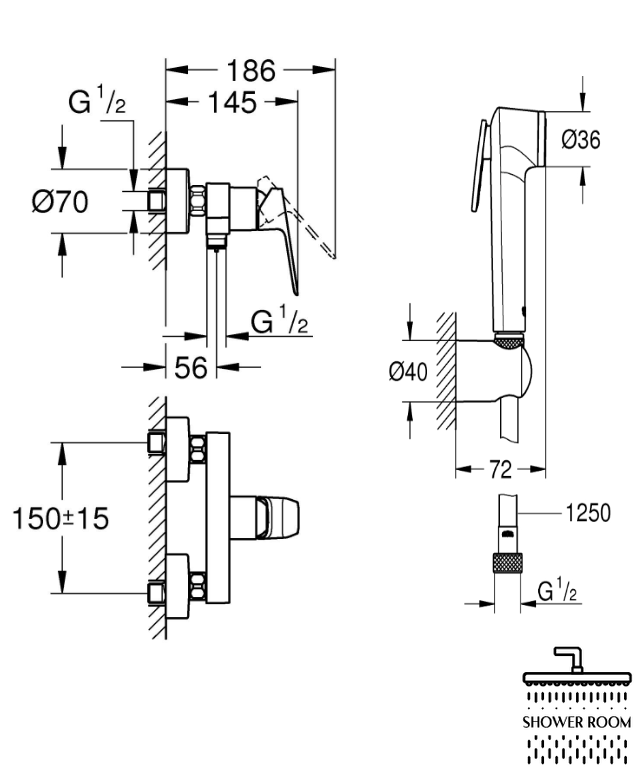 Готовий комплект Grohe для гігієнічного душу (UA27517770)