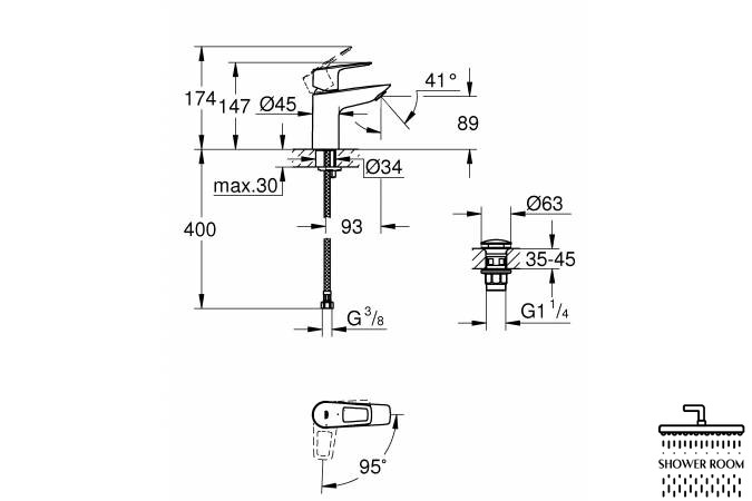 Смеситель для раковины Grohe BauLoop New S-Size с донным клапаном, хром (23883001)