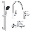 Комплект смесителей для ванной комнаты и кухни Grohe QuickFix Start Edge UA202501SK