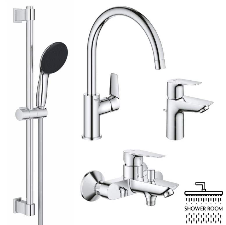 Комплект смесителей для ванной комнаты и кухни Grohe QuickFix Start Edge UA202501SK