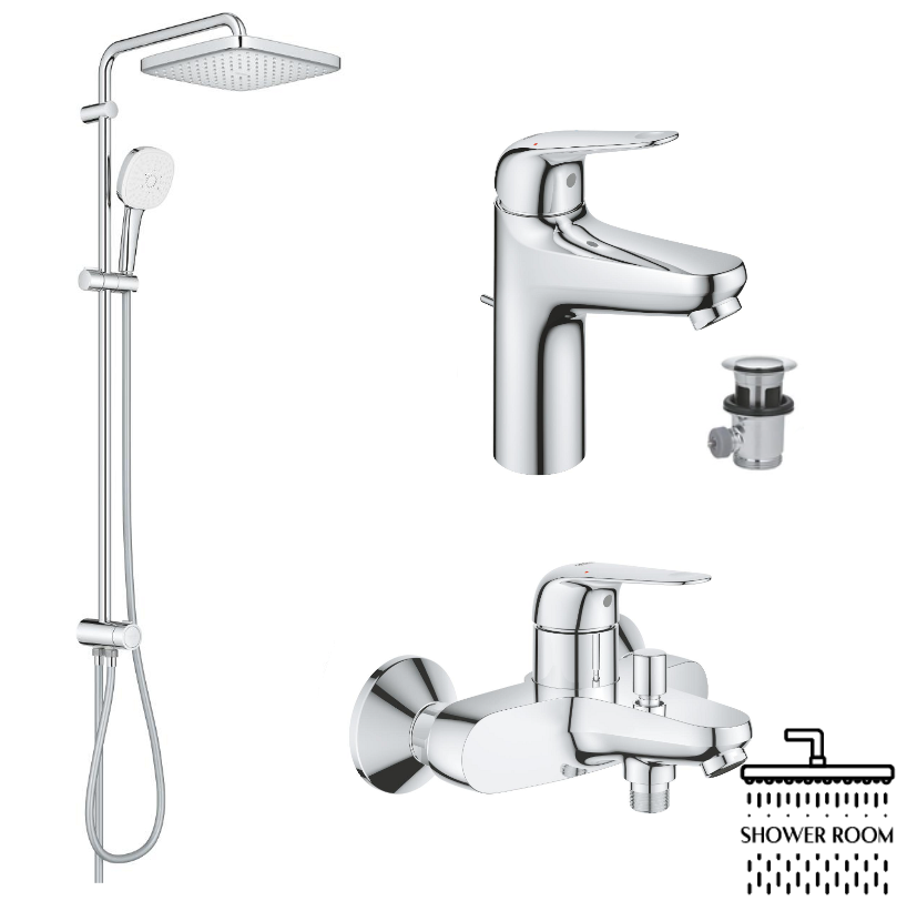 Набір змішувачів 3 в 1 для ванної кімнати Grohe M-Size Euroeco UA32724265RM