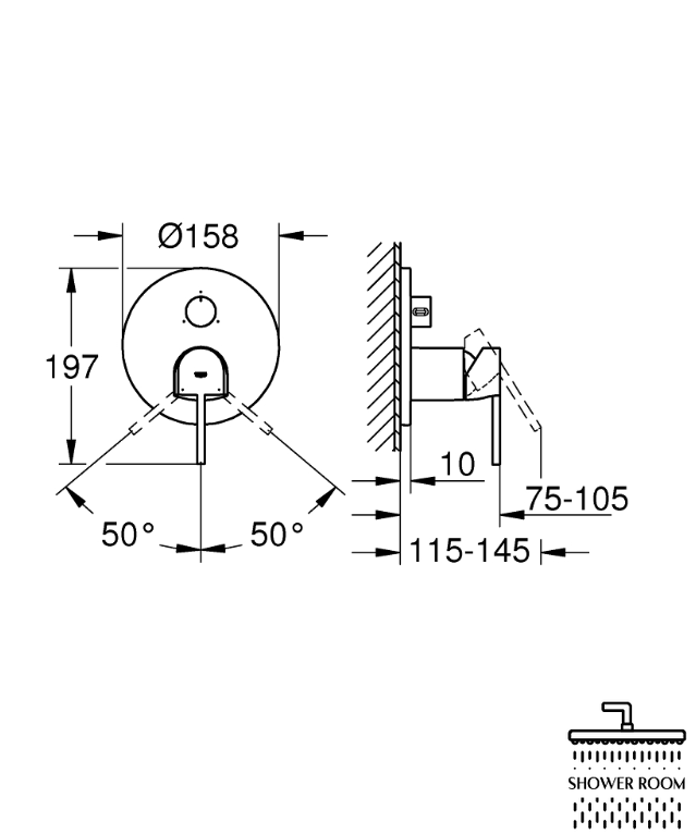 Душова система Grohe Plus прихованого монтажу для ванни з Tempesta 250 (UA24093687)