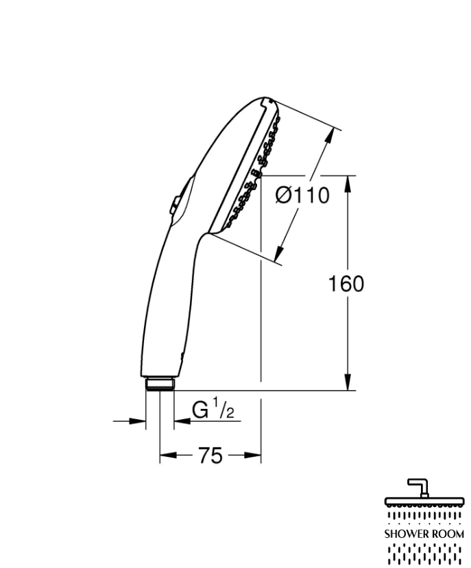 Лійка для ручного душу Grohe QuickFix Vitalio Start 110 27946001, 2 режима струменю