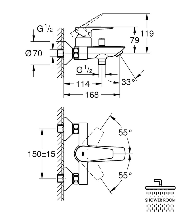 Смеситель для ванны Grohe QuickFix Start Edge 24198001