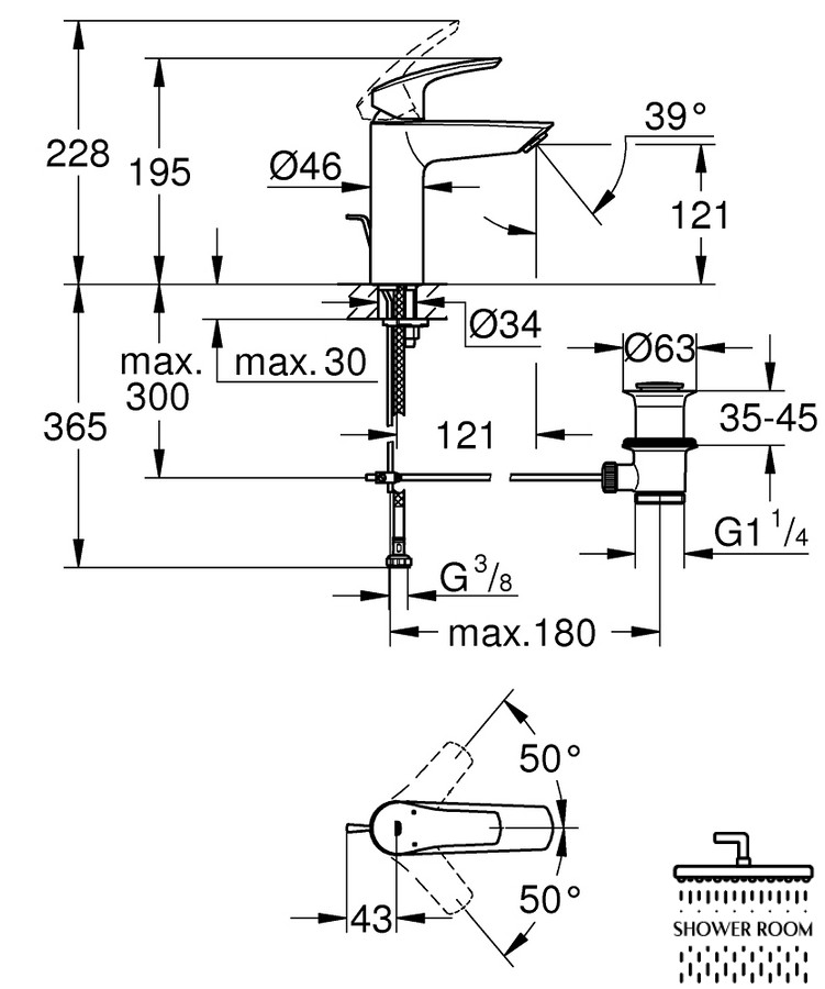 Смеситель для умывальника Grohe Eurosmart New M-size с донным клапаном, хром (23322003)