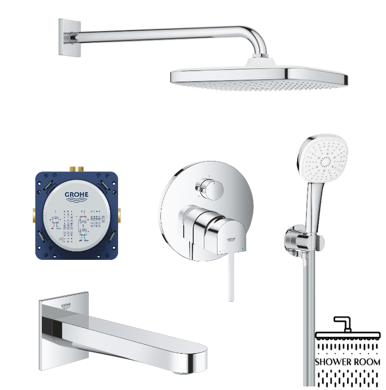 Душевая система Grohe Plus скрытого монтажа для ванны с Tempesta 250 (UA24093687)