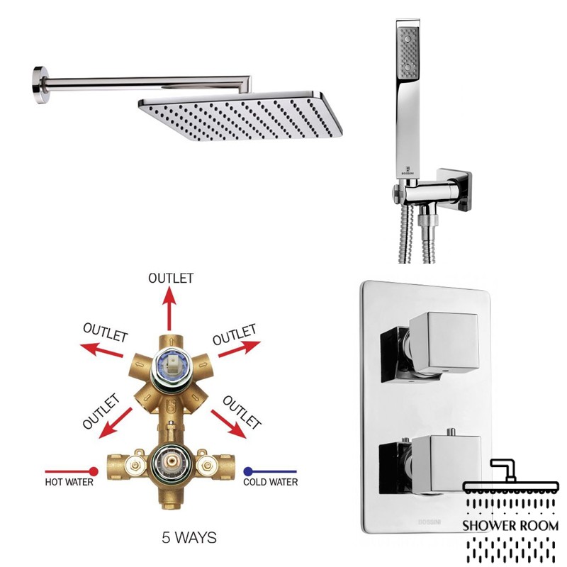Душовий набір Bossini Cosmo Quadro Cube, хром (KIT COSMO QUADRO CUBE)