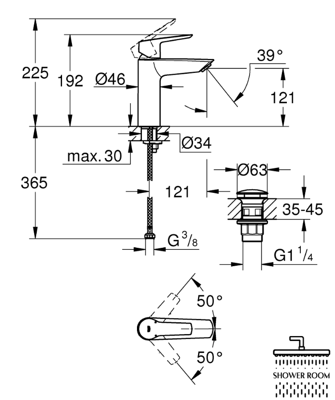 Набір змішувачів 3 в 1 для ванної кімнати Grohe QuickFix Start M-Size UA26694001RM