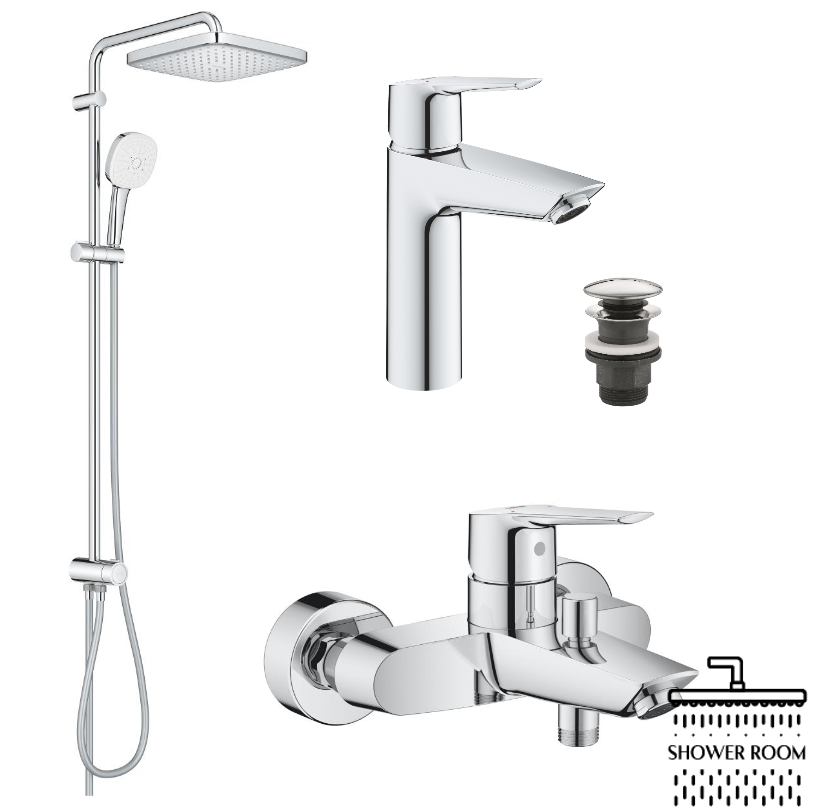 Набір змішувачів 3 в 1 для ванної кімнати Grohe QuickFix Start M-Size UA26694001RM