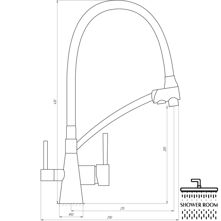 Змішувач для кухні під осмос з гнучким виливом Globus Lux LAZER GLLR-0700-11-GRAPHITE, графіт