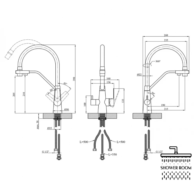 Комплект кухонної мийки Kroner KRP Schwarze - 5843HM PVD (3,0/1,0 мм)