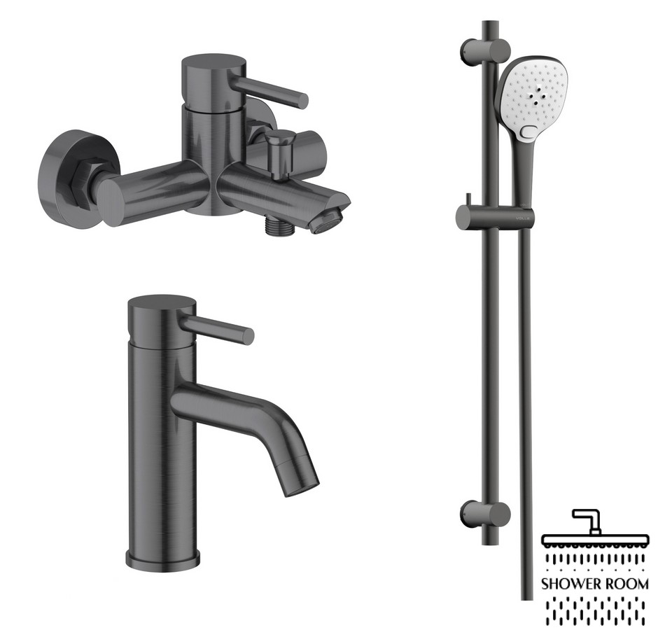 Набір змішувачів для ванни 3в1 VOLLE CRUZE 1547106030305, pistola gris, графіт
