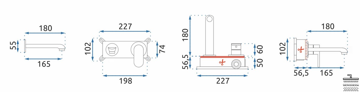 Смеситель скрытого монтажа для раковины Rea Hyper черный + BOX REA-B2061