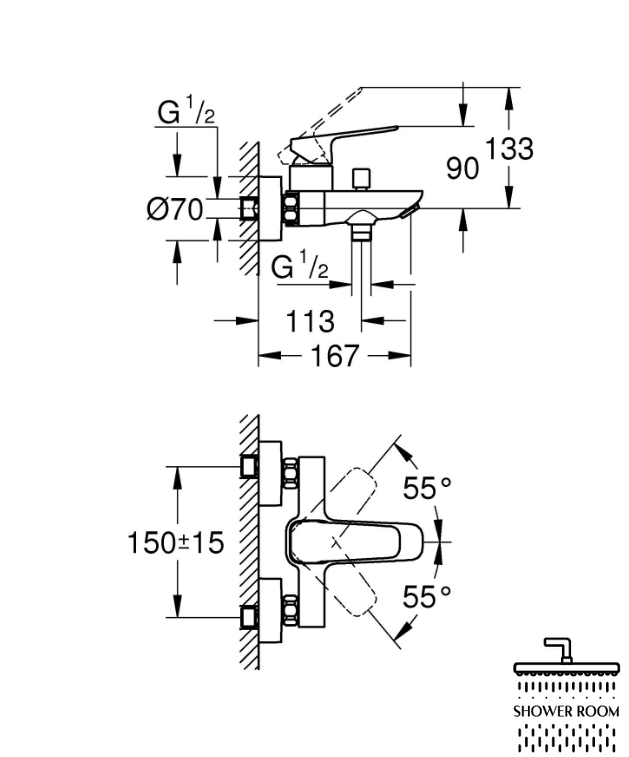 Набір змішувачів 3в1 для ванної кімнати Grohe Cubeо (UA1018266174)