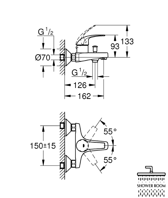 Душова система для ванни Grohe Tempesta BauCurve 2662359994