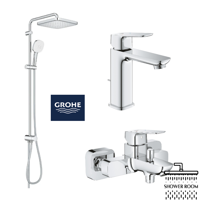 Набор смесителей 3в1 для ванной комнаты Grohe Cubeо (UA1018266174)