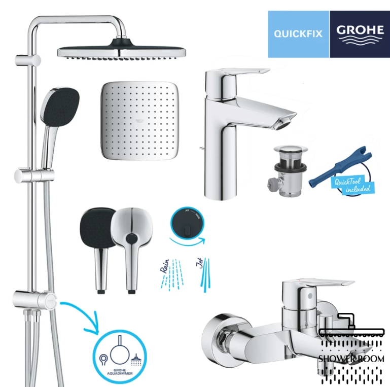 Набір змішувачів 3 в 1 для ванної кімнати Grohe QuickFix Start M-Size UA202305RM