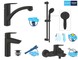 Набор смесителей Grohe QuickFix Start 4 в 1 для ванны и кухни (UA303311MK), черный